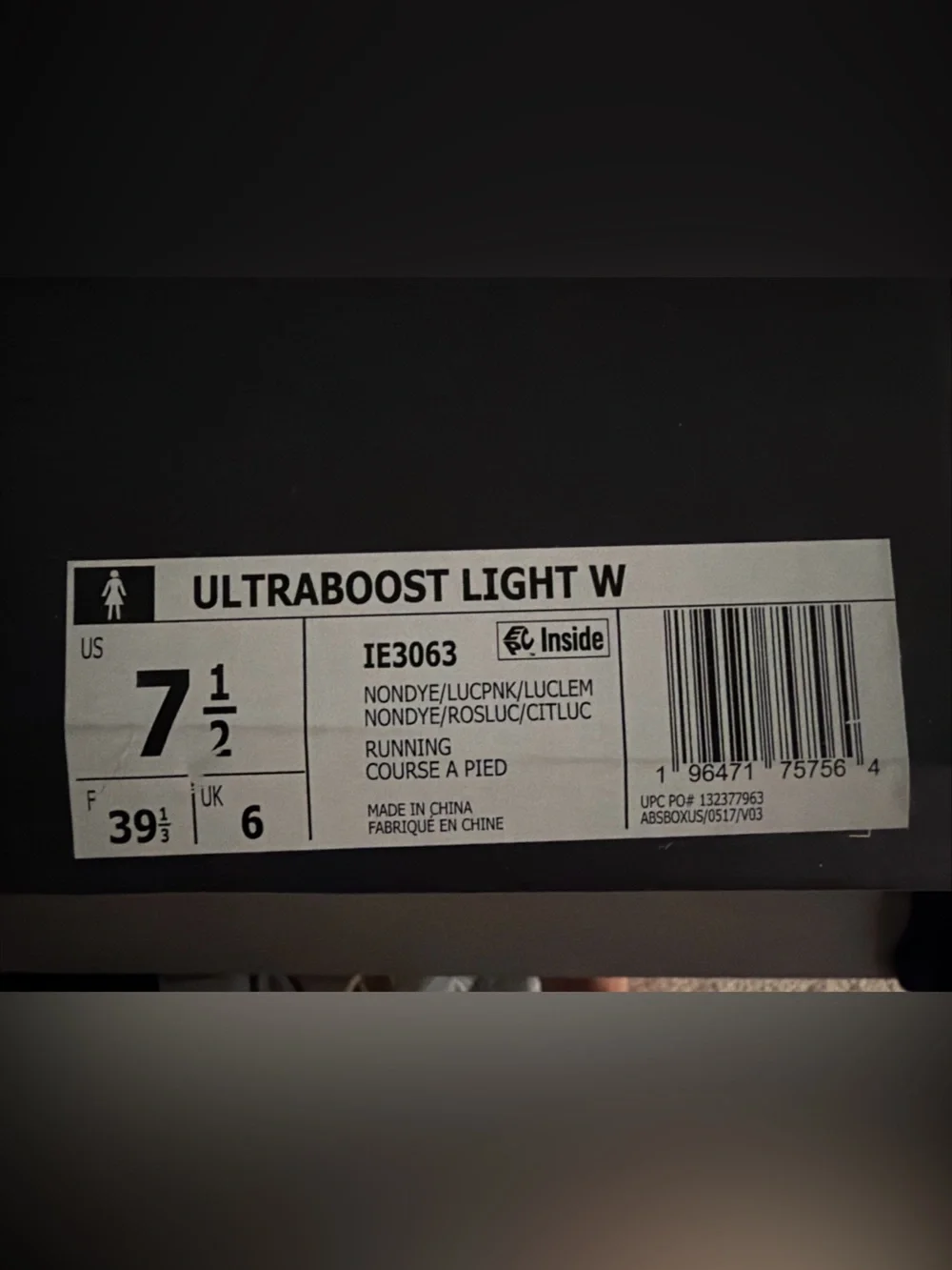 Adidas Ultraboost Light Running Shoe - White with Pink & Neon Multicolor Sole
